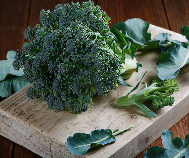 istock head of broccoli with leaves in a table 607299428