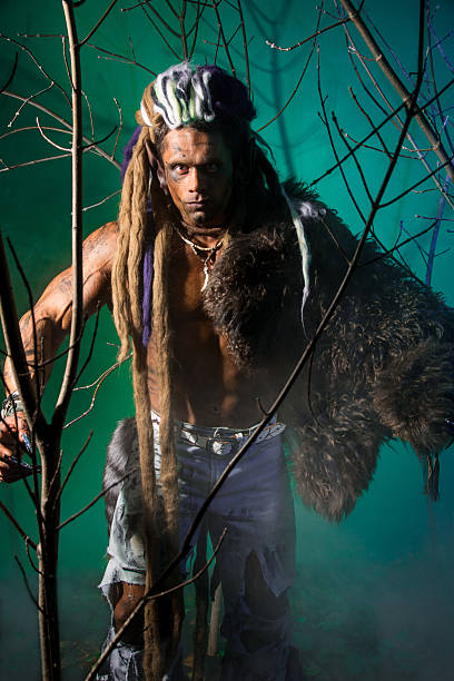 istock Portrait of a man walking a werewolf 607299586