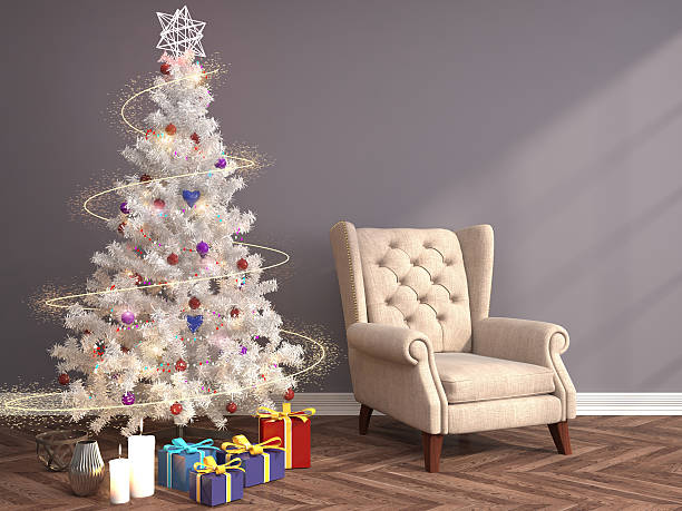 istock Christmas tree with decorations in the living room. 3d illustrat 607299964