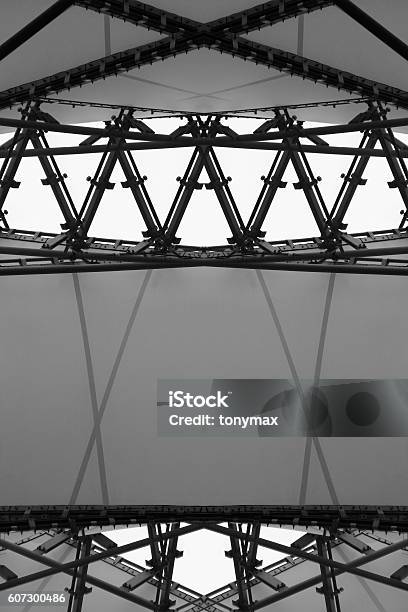 Abstract Architectural Composition Generated By Double Exposure Of Modular Ceiling Stock Photo - Download Image Now