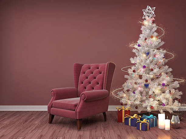 istock Christmas tree with decorations in the living room. 3d illustrat 607300924