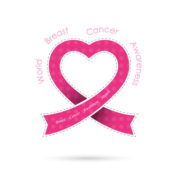 Pink heart ribon sign.Breast cancer awareness icon design vector art illustration