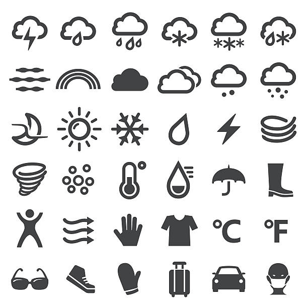 иконки погоды - большая серия - storm umbrella parasol rain stock illustrations