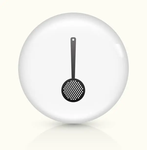 Vector illustration of Slotted Spoon icon on white round vector button