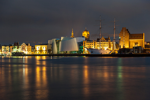 Night shot of stralsund harbour
