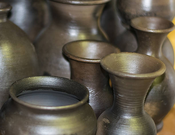 istock Very beautiful tableware made of clay. Handmade. 607471254