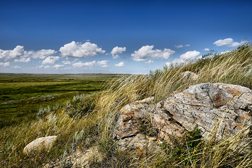 Landscape featuring Grasslands National Park from Saskatchewan, Canada.