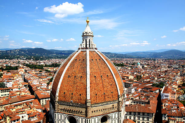 Spectacular view of famous marble cathedral Santa Maria del Fiore stock photo