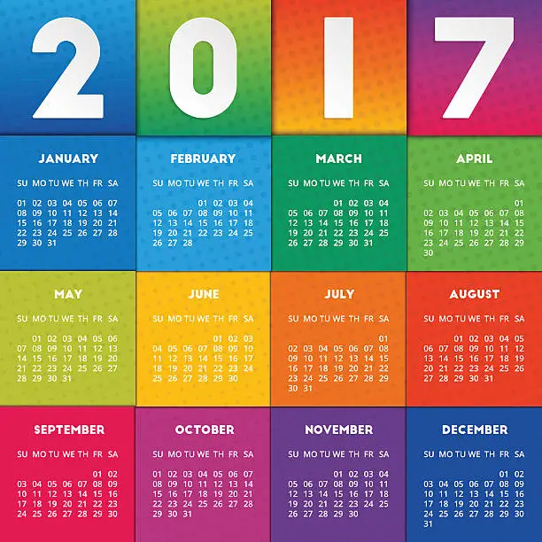 Vector illustration of Colorful calendar 2017