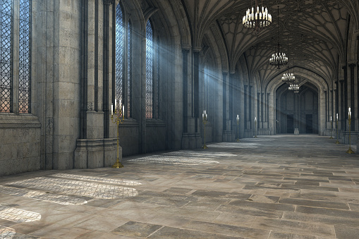 Gótico ilustración 3d interior de catedral photo