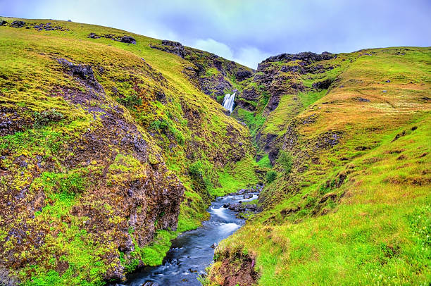 View of Gluggafoss or Merkjarfoss, a waterfall in southern Iceland