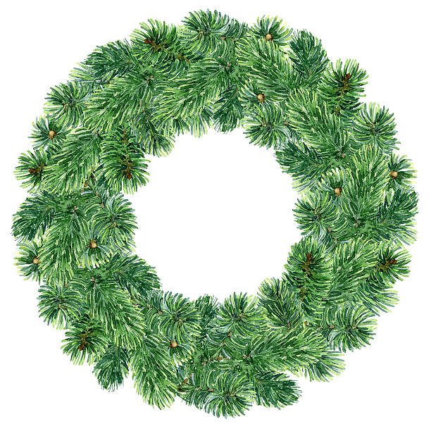 istock Christmas watercolor wreath 607479448