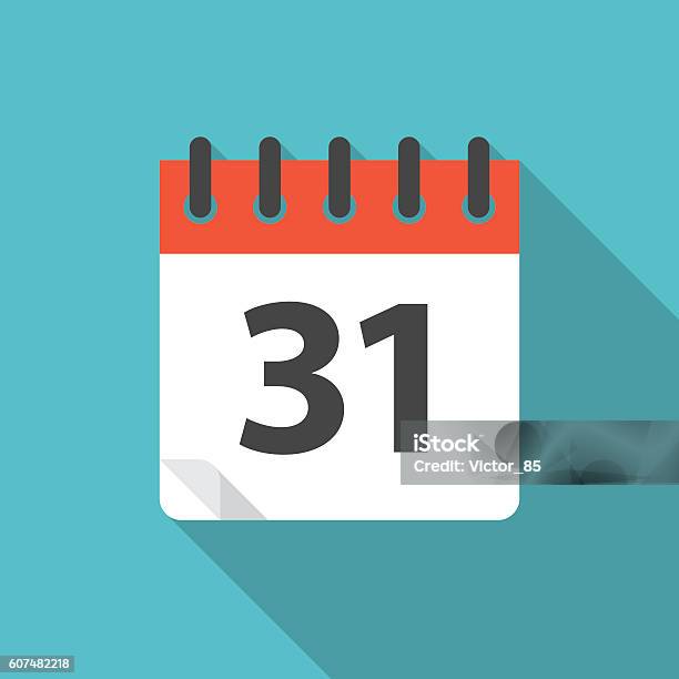 Calendar Icon With Long Shadow Stock Illustration - Download Image Now - Calendar, Cartoon, Page