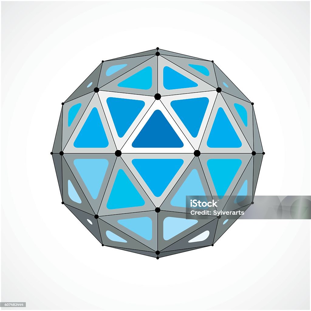 Vector Dimensional Wireframe Low Poly Object Blue Spherical Shape Stock ...