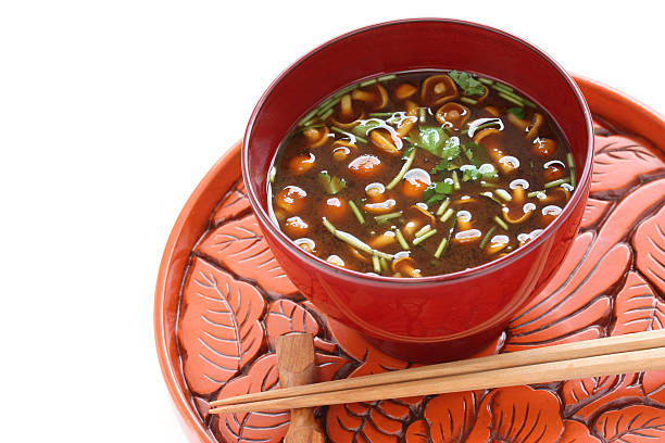 istock nameko mushrooms miso soup, japanese food 607482578