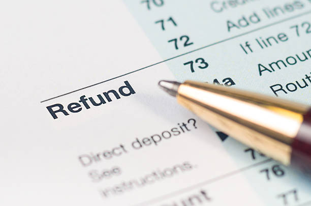 istock Tax refund form closeup 607483756