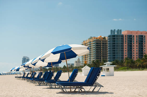 istock Lounges and Umbrellas on South Miami Beach 607485640