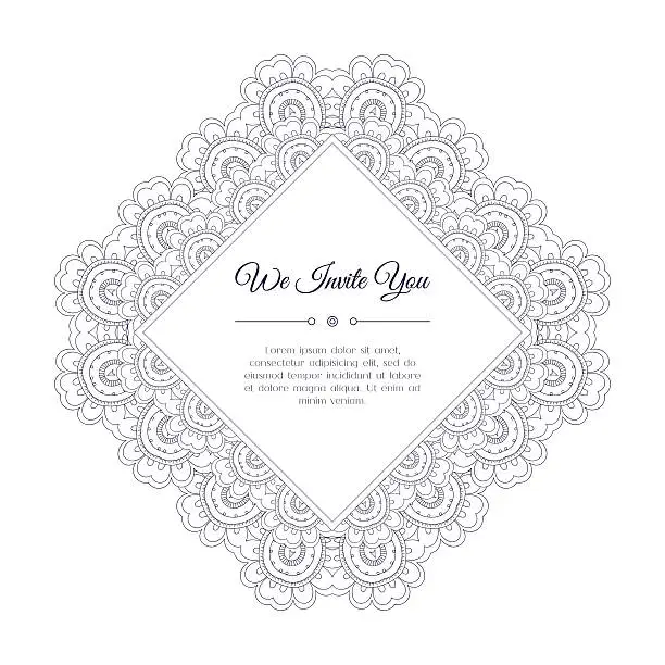 Vector illustration of Black and white hand drawn doodle frame