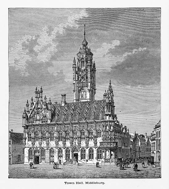istock Town Hall, Middleburg, Zeeland, Netherlands Circa 1887 607490538