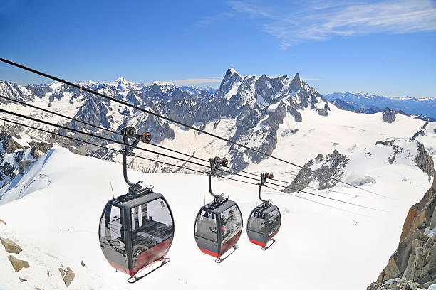 Ski lift in the front, Val Thorens in the background.