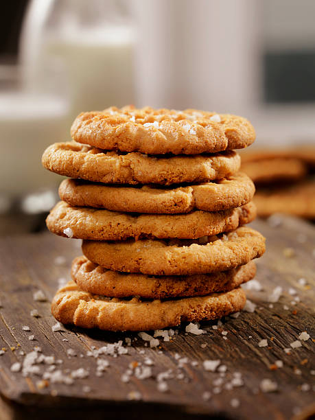 istock Sea Salt Peanut Butter Cookies with Milk 607498332