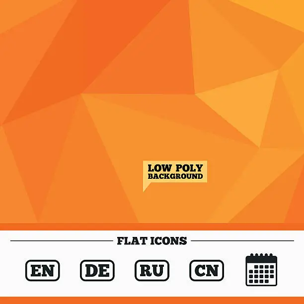 Vector illustration of Language icons. EN, DE, RU and CN translation.