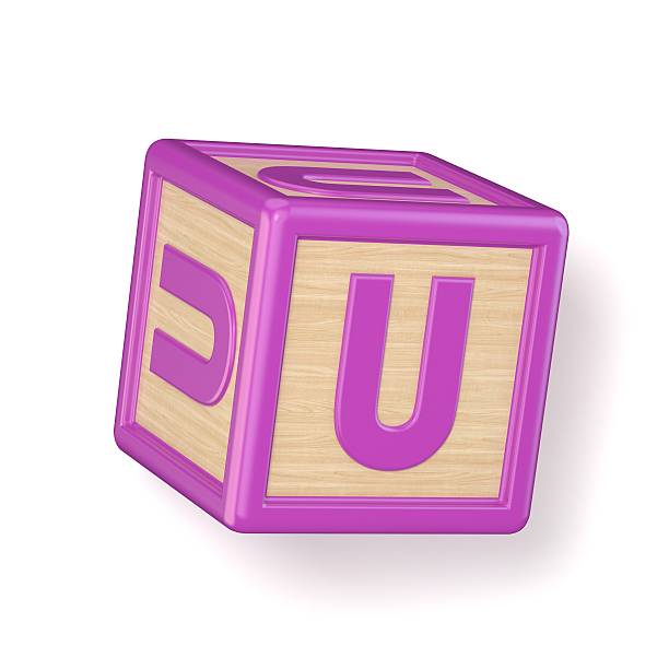 istock Letter U wooden alphabet blocks font rotated. 3D 607500624