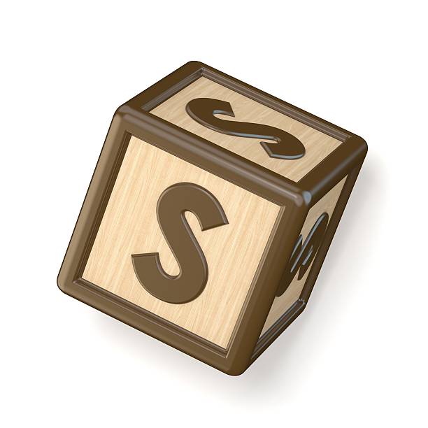 istock Letter S wooden alphabet blocks font rotated. 3D 607500692