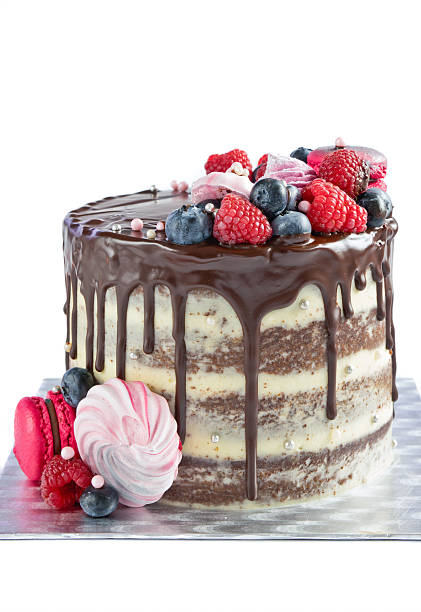 istock Cake with chocolate and berries 607501322