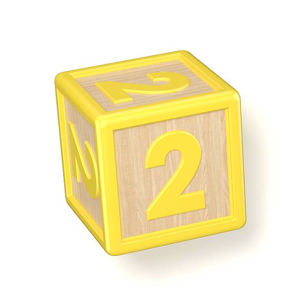 istock Number 2 TWO wooden alphabet blocks font rotated. 3D 607502290