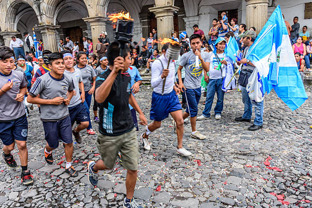 Capacuaro, Michoacan, Mexico - February 1, 2020: Purepecha Indians practice as a ceremonial activity the ball game \
