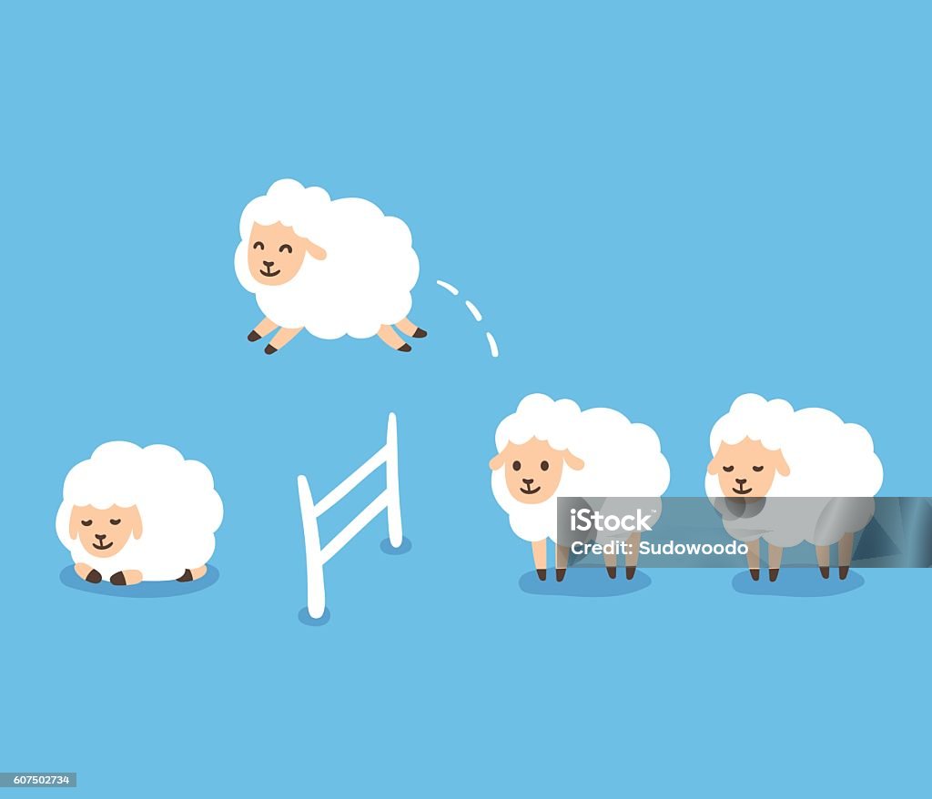 Illustrazione di Counting Sheep - arte vettoriale royalty-free di Ovino