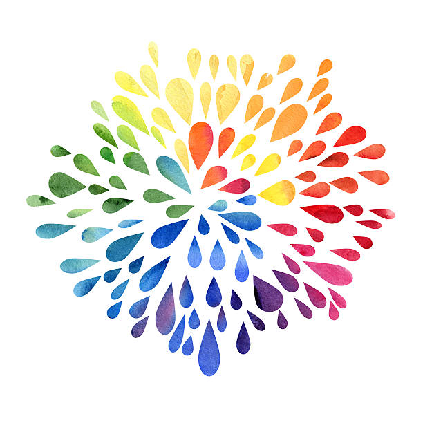 istock Watercolor rainbow colors. Colorful rainbow drops. Round abstract background 607503682