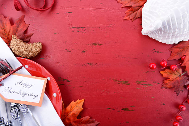 istock Red and White theme Thanksgiving Background. 607504168