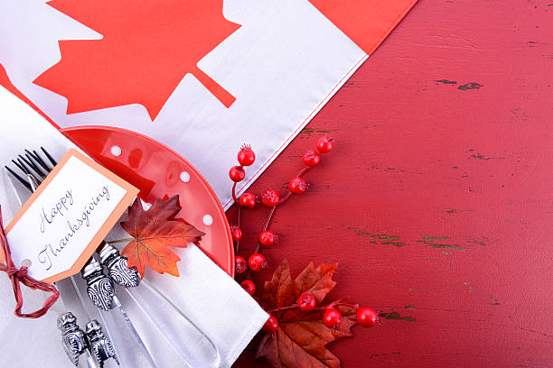 Canadian Red and White theme Thanksgiving Background.