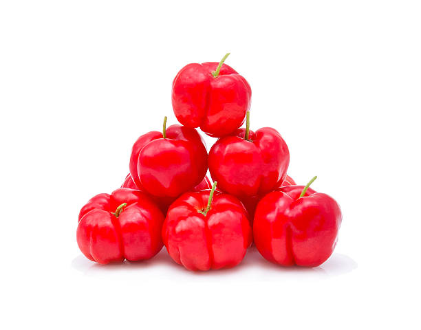 istock Barbados cherry,Ripe thai cherry on white background 607586676