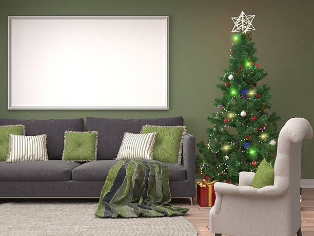 istock Christmas tree with decorations in the living room. 3d illustrat 607588892