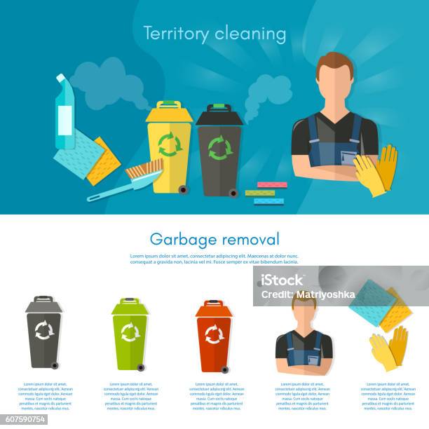 Garbage Visual Sortation Garbage Sorting Infographics Trash Cans Separation Of Waste Stock ...