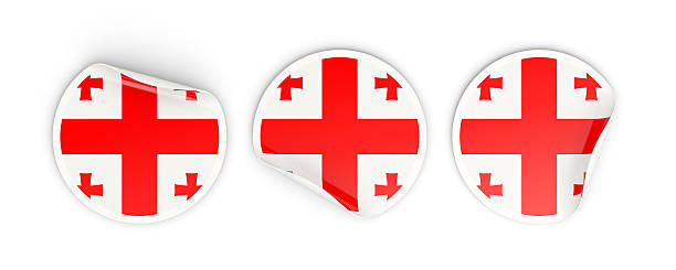 istock Flag of georgia, round labels 607590878