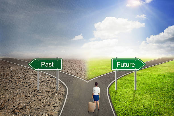 istock Businessman concept, Past or Future road to the correct way. 607591234