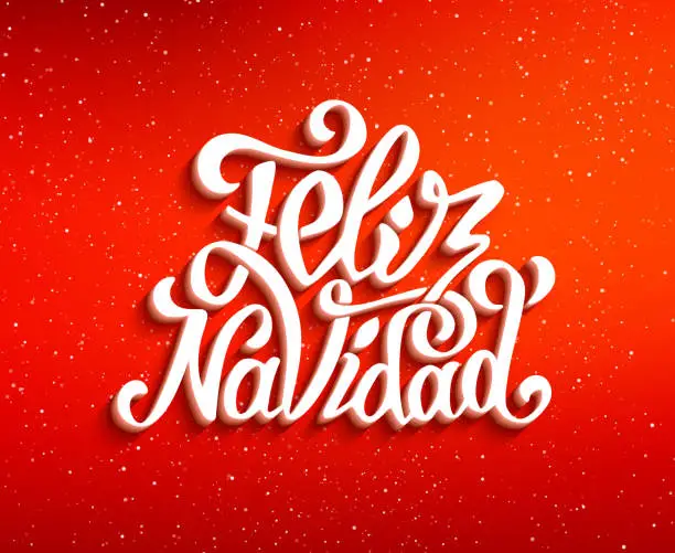 Vector illustration of Feliz navidad lettering. Merry Christmas greetings