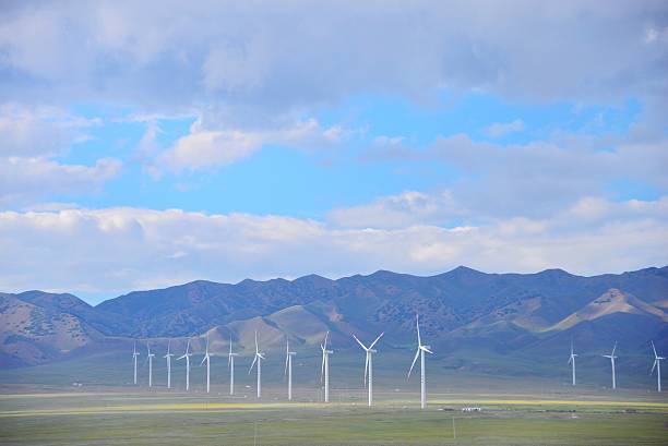 istock Windmill on the grassland Xinjiang,China 607594812