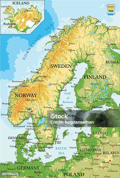 Scandinaviaphysical Map Stock Illustration - Download Image Now - Map, Scandinavia, Sweden