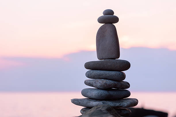 istock Pyramidal balance of pebbles 607595806