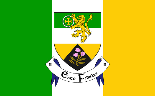 Flag of County Offaly is a county in Ireland. It is part of the Midlands Region and is also located in the province of Leinster.