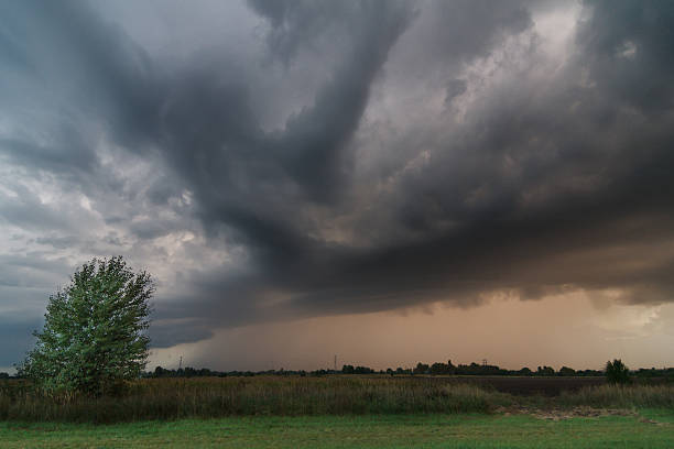 istock Storm over the countryside field 607596230