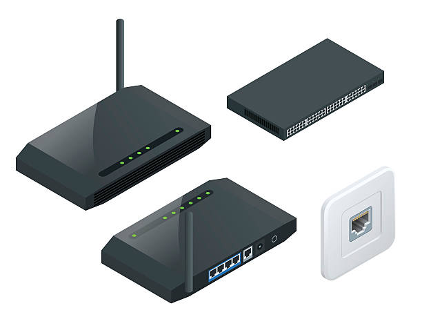 アイソメトリック wi-fi ワイヤレス ルーター - router wireless technology modem equipment点のイラスト素材／クリップアート素材／マンガ素材／アイコン素材