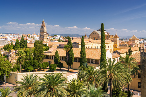 Sunny view of Cordoba from viewpoint of Alcazar, Andalusia province, Spain.