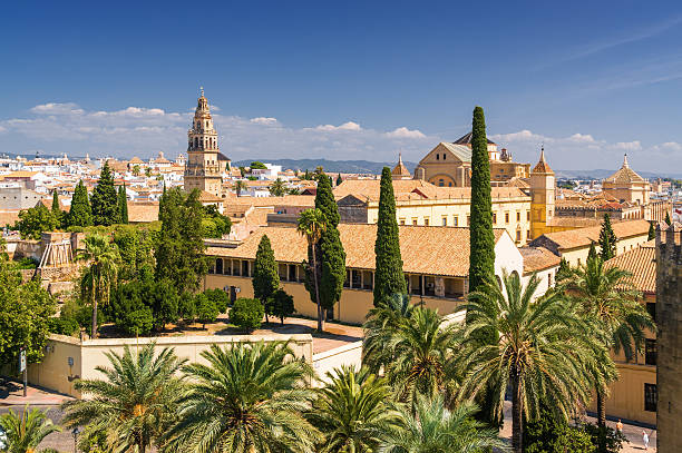View of Cordoba from viewpoint of Alcazar, Andalusia province, Spain. Sunny view of Cordoba from viewpoint of Alcazar, Andalusia province, Spain. alcazar seville stock pictures, royalty-free photos & images