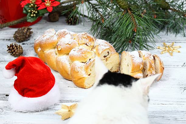 Christmas stollen with powdered sugar